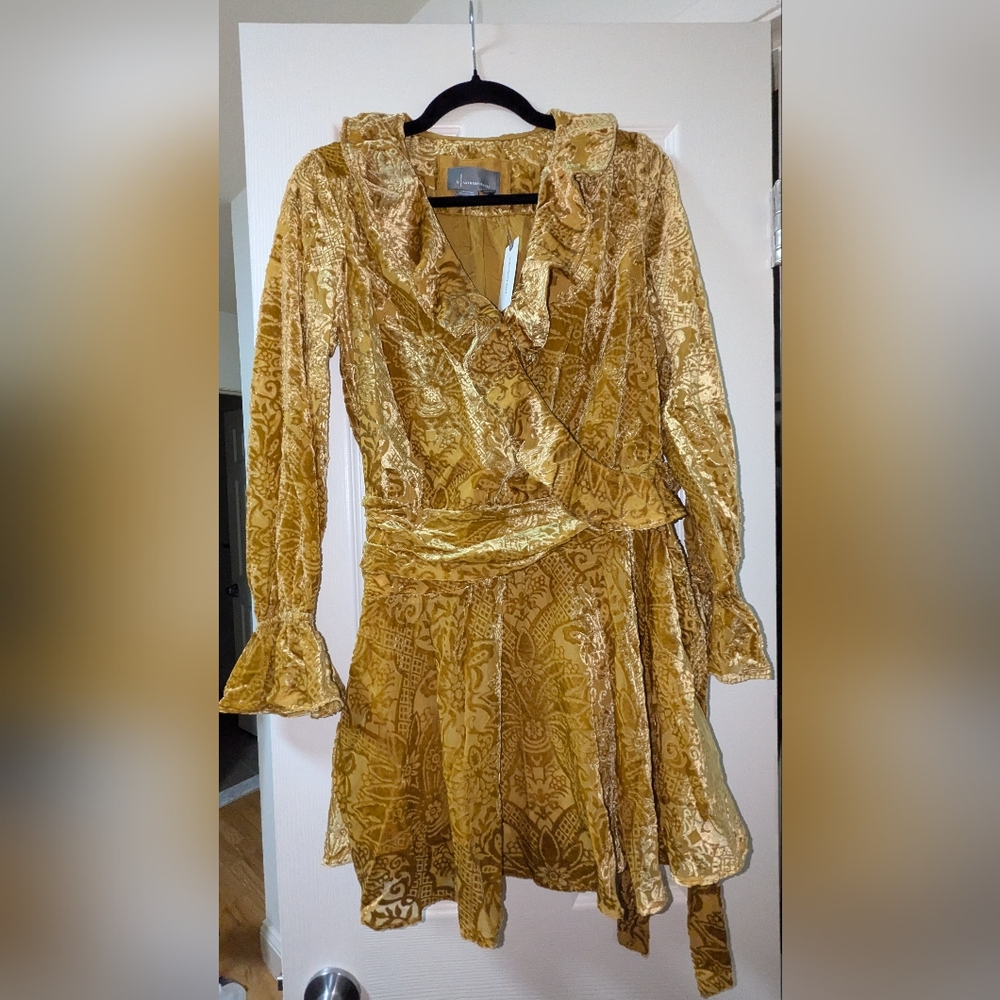 Anthropologie V-Neck Velvet Mini Dress